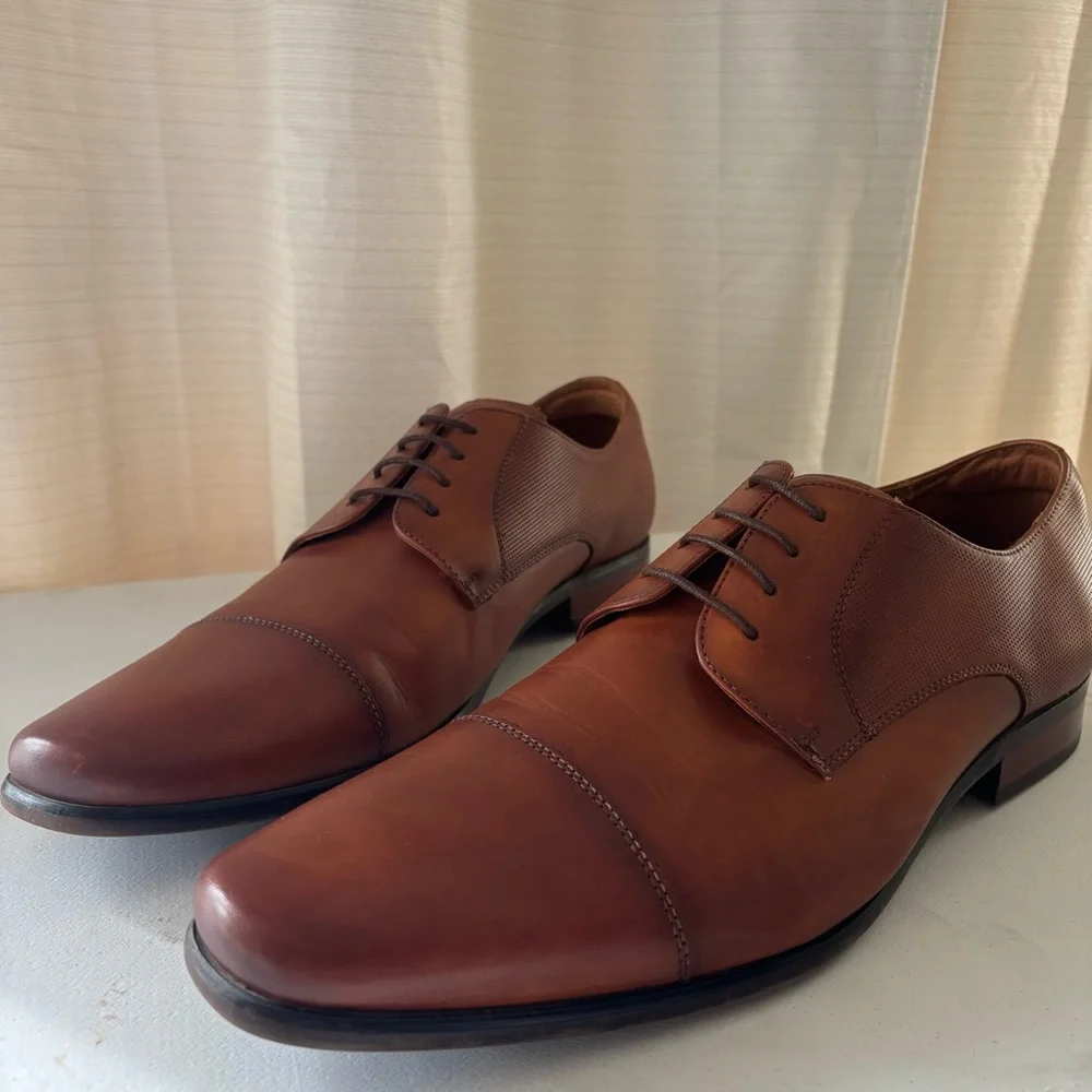Florsheim Postino Cognac Smooth Leather Cap Toe Derby Dress Shoes 13 D Wedding
